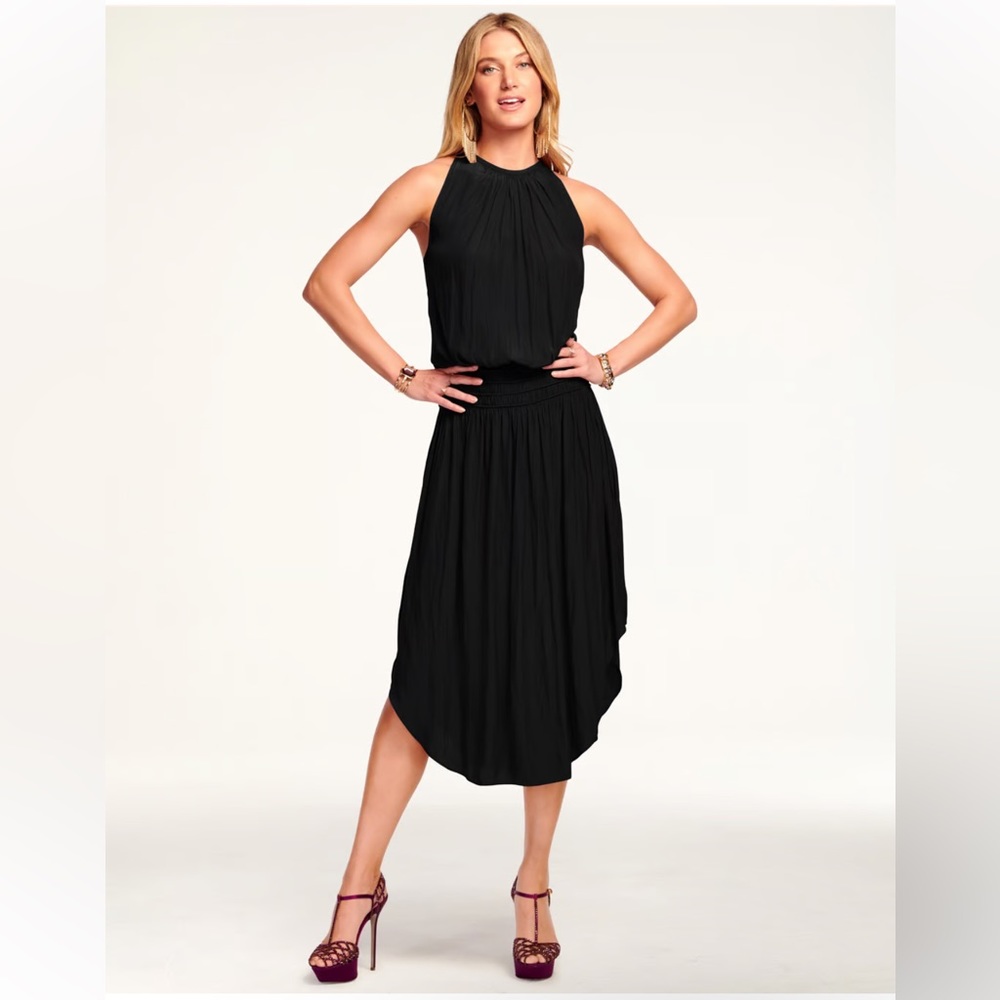 NWT RAMY BROOK AUDRIE BLACK SLEEVELESS BLOUSON DRESS SIZE L